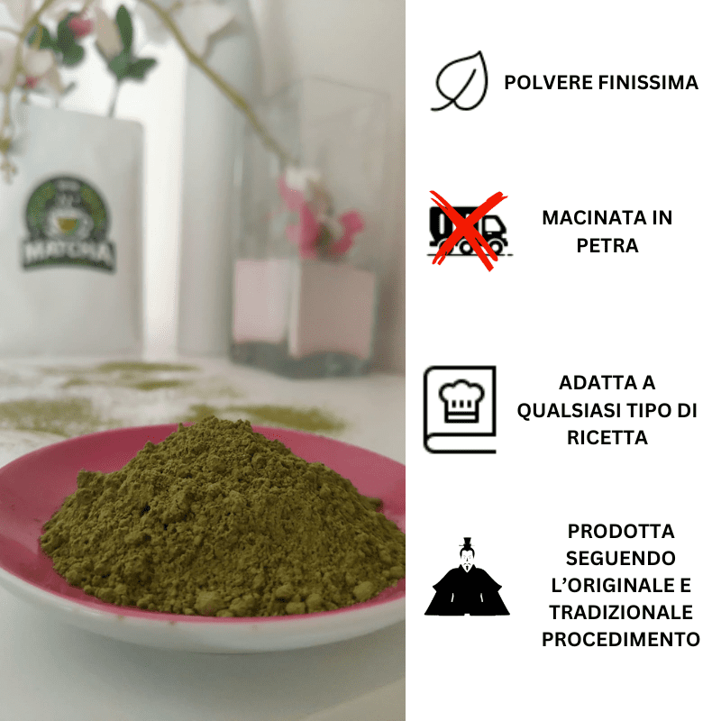 matcha grado premium prodotta seguendo le antiche e tradizionali procedure. matcha biologico